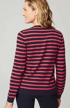 Wearever Button-Front Striped Cardi | Jjill