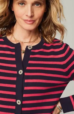 Wearever Button-Front Striped Cardi | Jjill