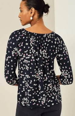 Wearever Convertible-Shoulder Smocked-Neck Top | Jjill