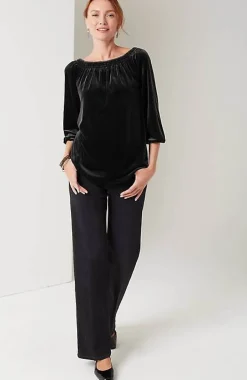 Wearever Convertible-Shoulder Smocked-Neck Top | Jjill