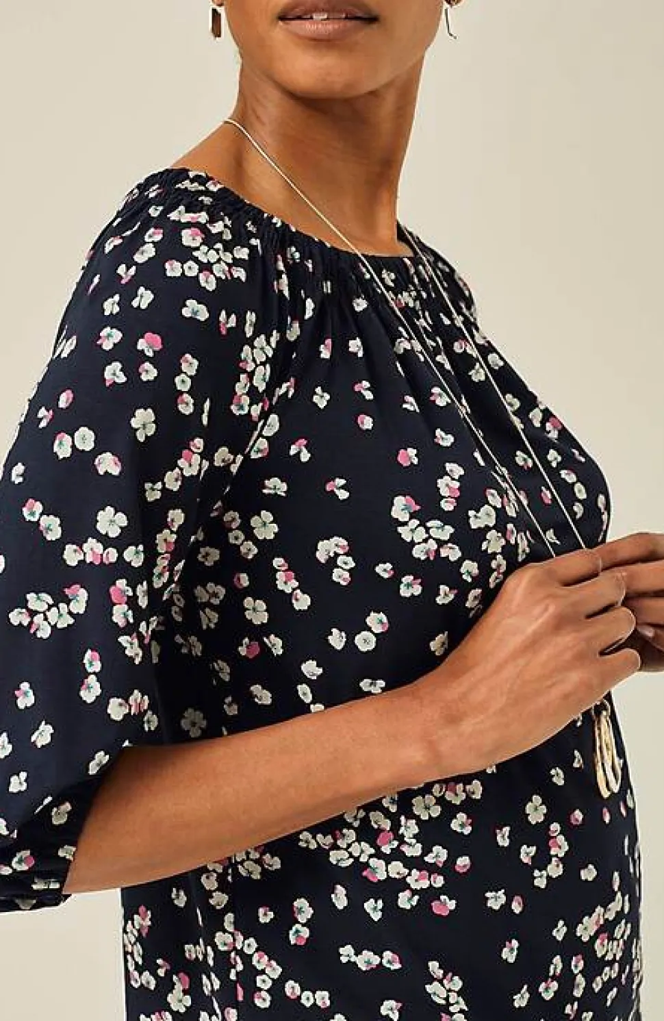 Wearever Convertible-Shoulder Smocked-Neck Top | Jjill