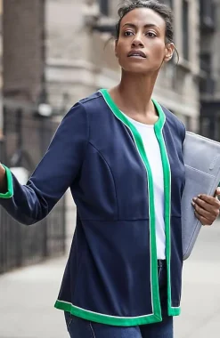 Wearever Double-Face Jersey Contrast-Trim Jacket | Jjill