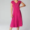 Wearever Draped Cap-Sleeve Dress | Jjill