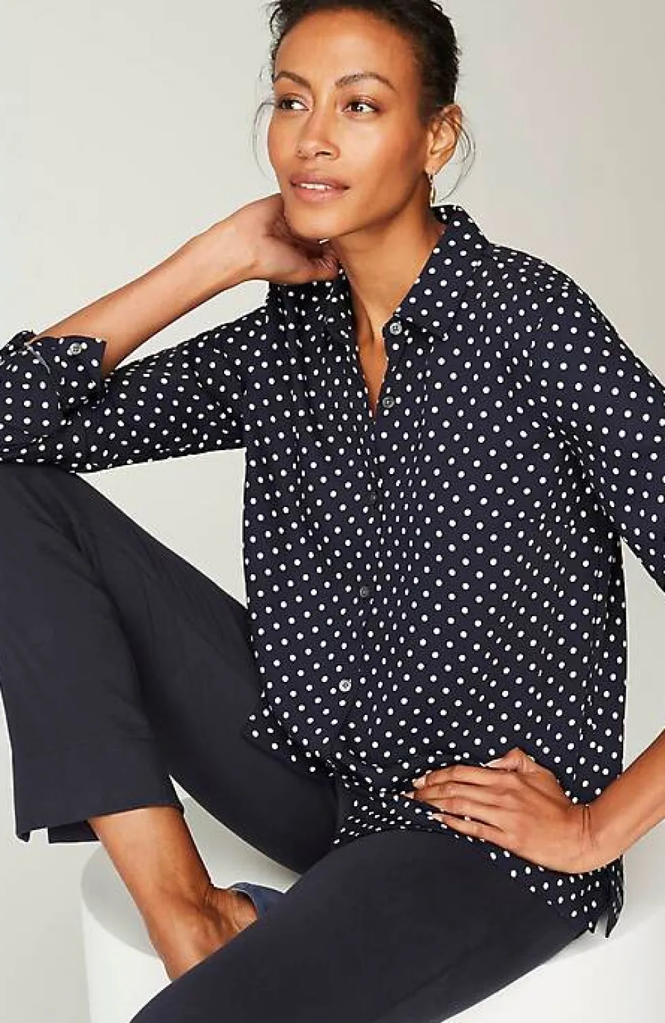 Wearever Easy-Care A-Line Button-Front Shirt | Jjill
