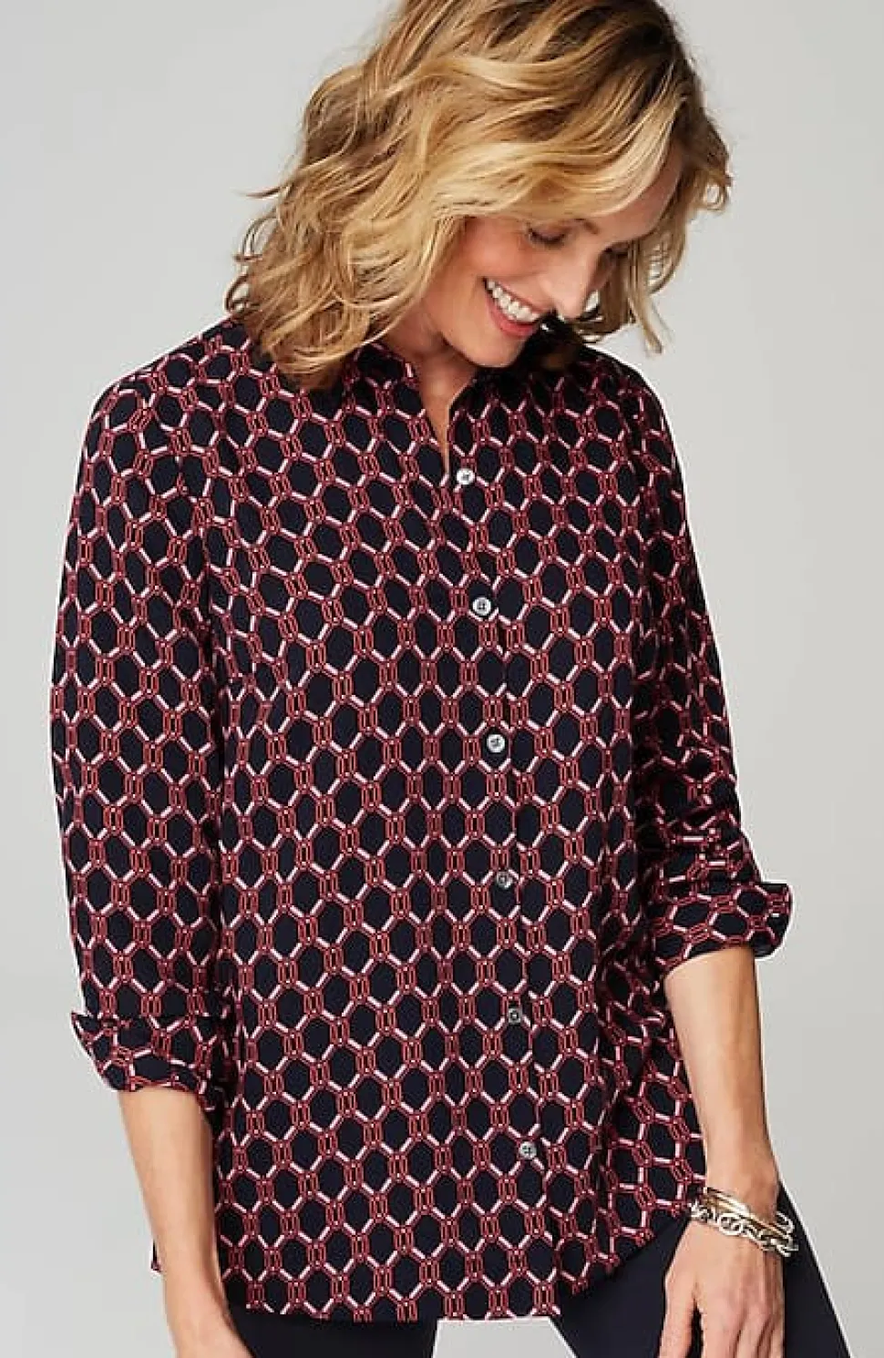 Wearever Easy-Care A-Line Button-Front Shirt | Jjill