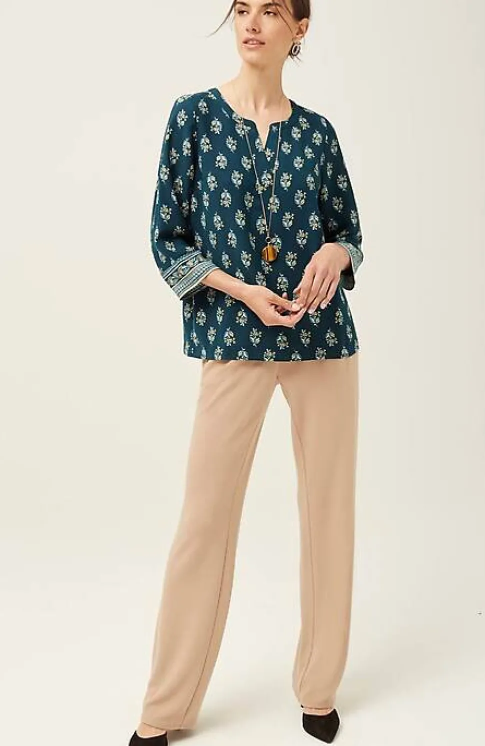 Wearever Easy-Care Printed U0026 Bordered Top | Jjill