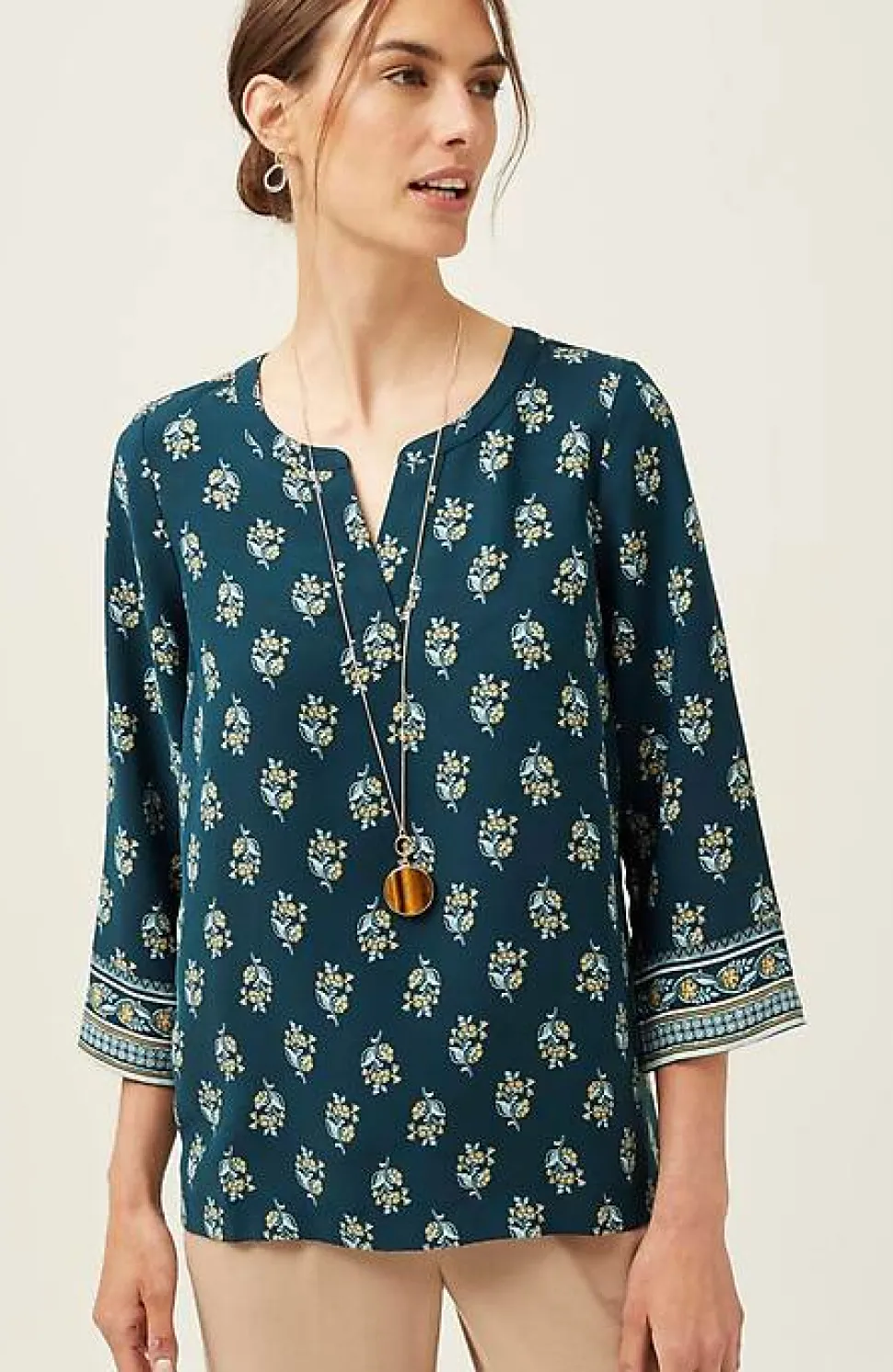 Wearever Easy-Care Printed U0026 Bordered Top | Jjill