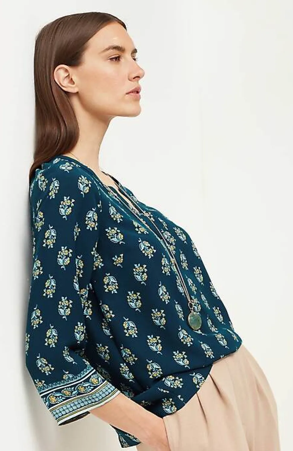 Wearever Easy-Care Printed U0026 Bordered Top | Jjill