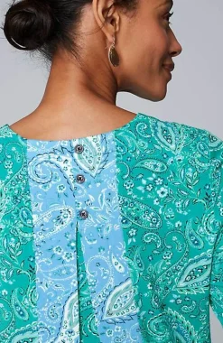 Wearever Mixed-Print Button-Back Top | Jjill