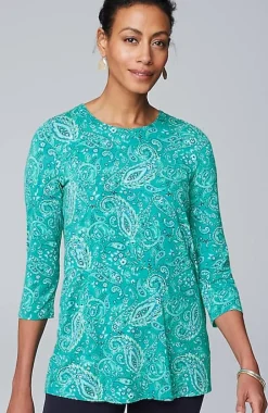 Wearever Mixed-Print Button-Back Top | Jjill