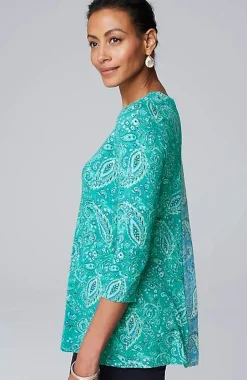 Wearever Mixed-Print Button-Back Top | Jjill