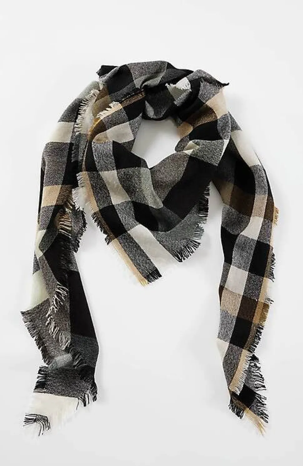 Wearever Neutral Plaid Triangle Scarf | Jjill