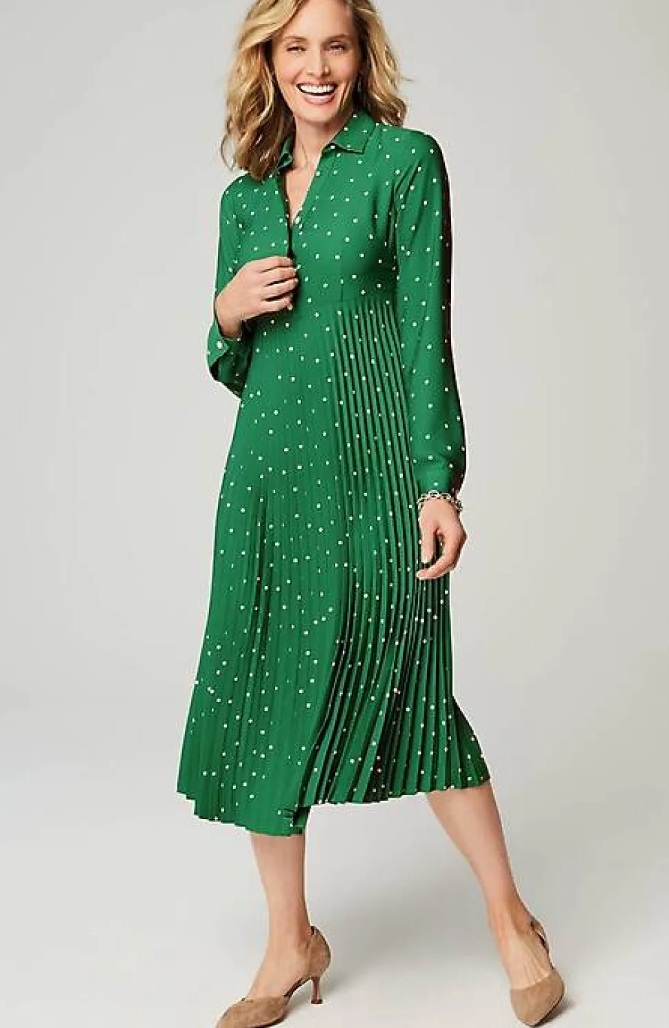 Wearever Pleated Midi Shirtdress | Jjill