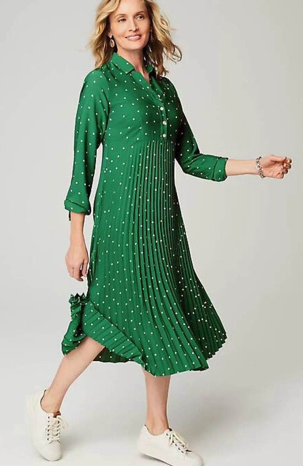 Wearever Pleated Midi Shirtdress | Jjill