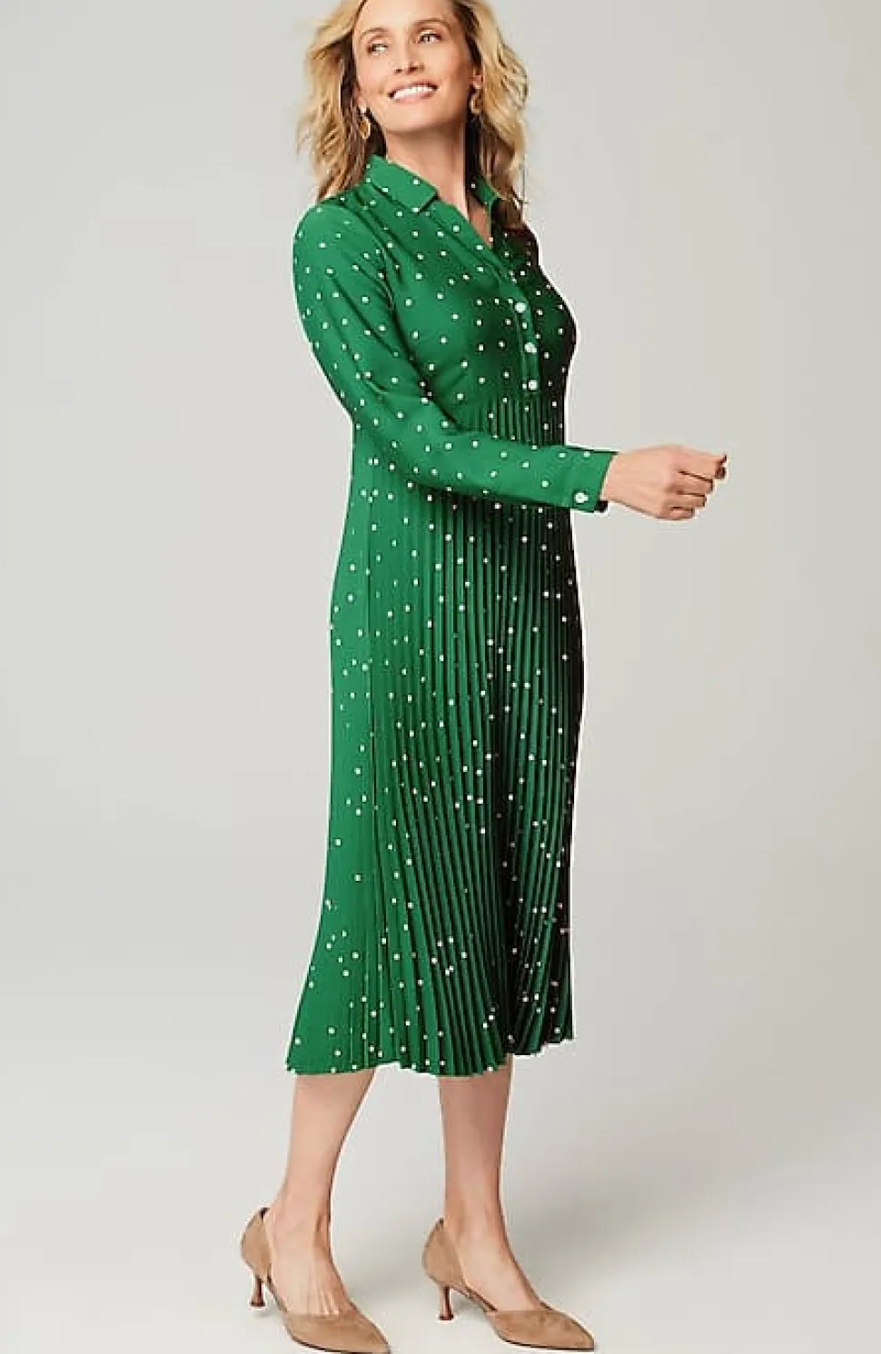 Wearever Pleated Midi Shirtdress | Jjill
