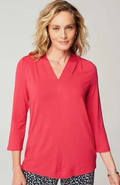 Wearever Pleated V-Neck Top | Jjill