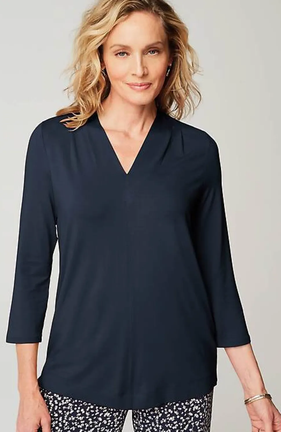 Wearever Pleated V-Neck Top | Jjill