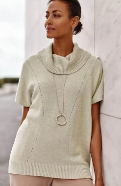 Wearever Pointelle Short-Sleeve Sweater | Jjill