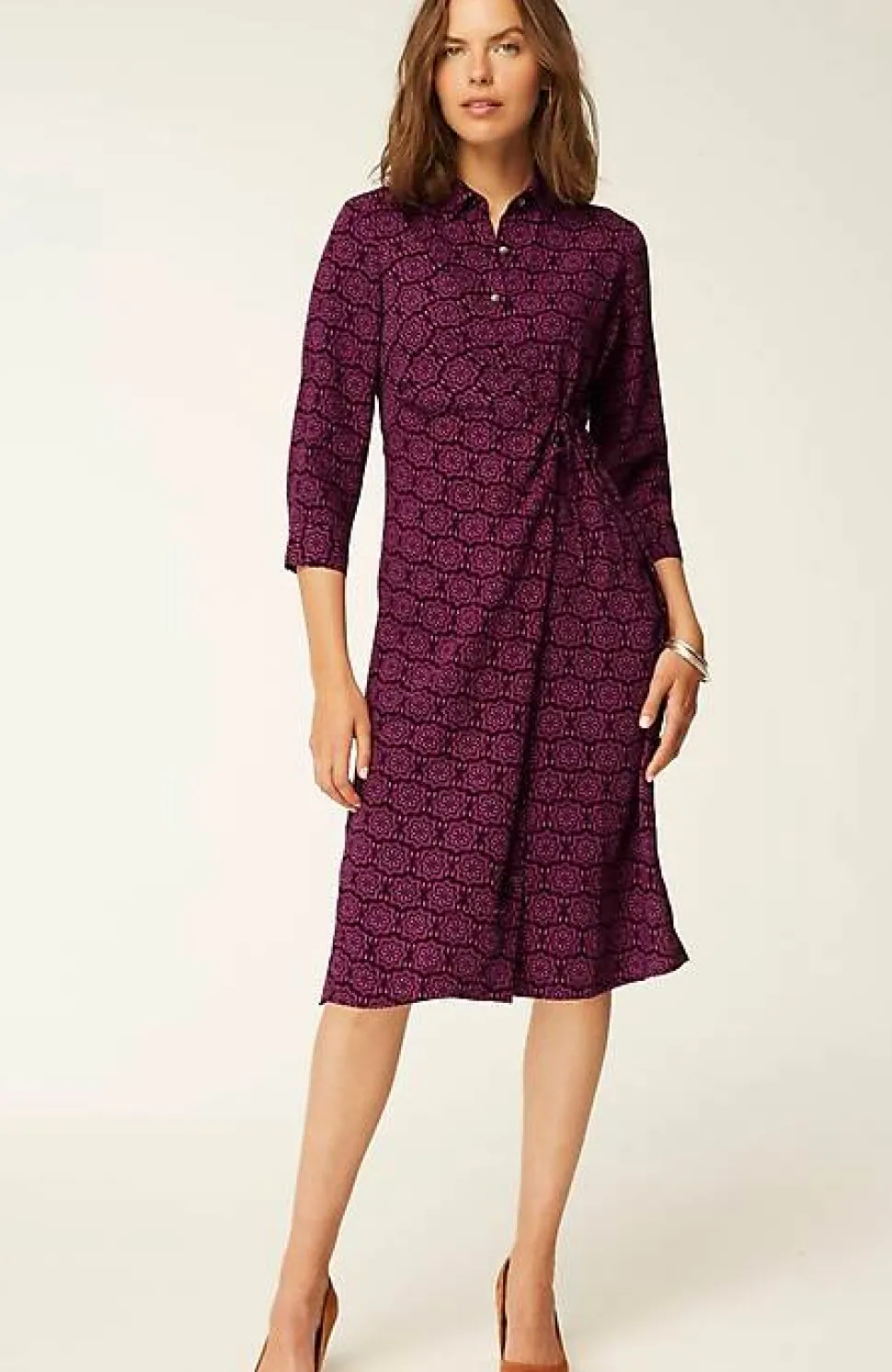 Wearever Shirred Tie-Front Dress | Jjill