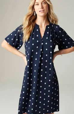 Wearever Shirred-Neckline Flutter-Sleeve Dress | Jjill