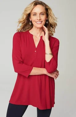 Wearever Shirred-Yoke Split-Neck Tunic | Jjill