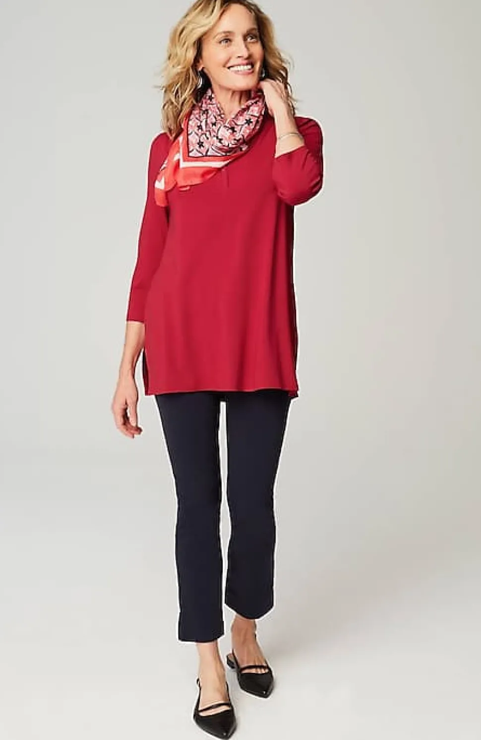 Wearever Shirred-Yoke Split-Neck Tunic | Jjill