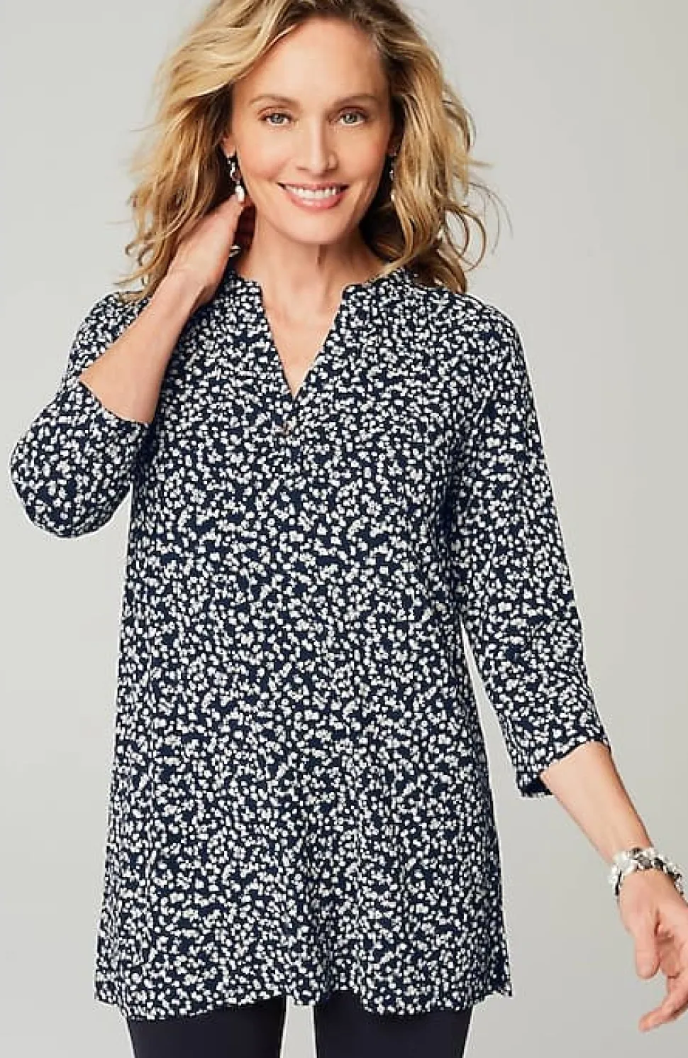 Wearever Shirred-Yoke Split-Neck Tunic | Jjill