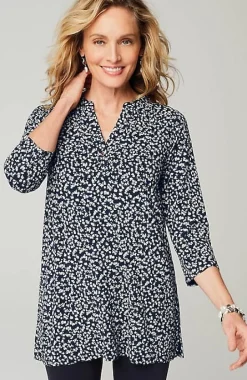 Wearever Shirred-Yoke Split-Neck Tunic | Jjill