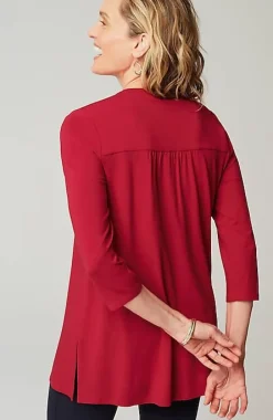 Wearever Shirred-Yoke Split-Neck Tunic | Jjill