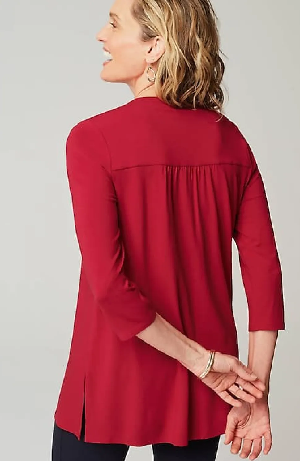 Wearever Shirred-Yoke Split-Neck Tunic | Jjill