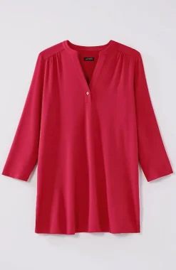 Wearever Shirred-Yoke Split-Neck Tunic | Jjill
