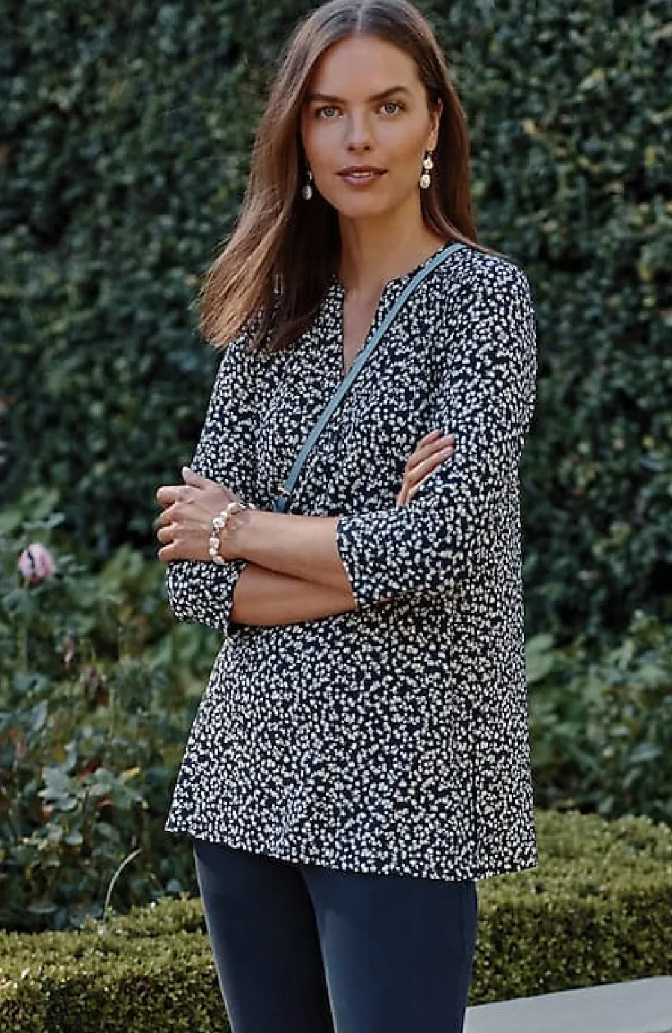 Wearever Shirred-Yoke Split-Neck Tunic | Jjill