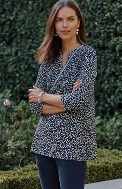 Wearever Shirred-Yoke Split-Neck Tunic | Jjill