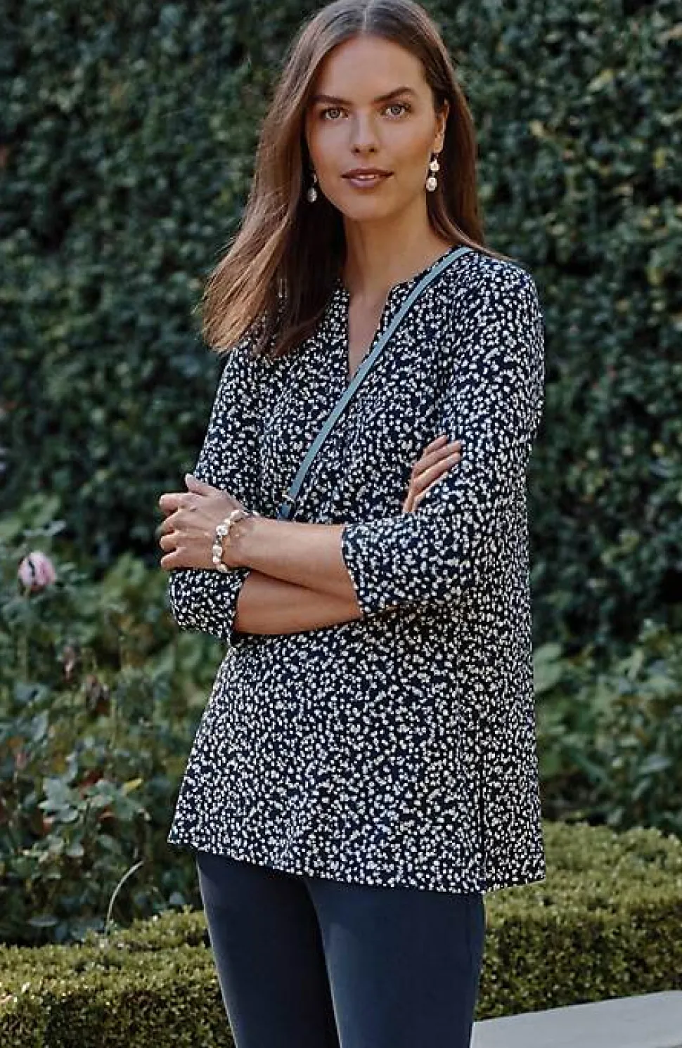 Wearever Shirred-Yoke Split-Neck Tunic | Jjill