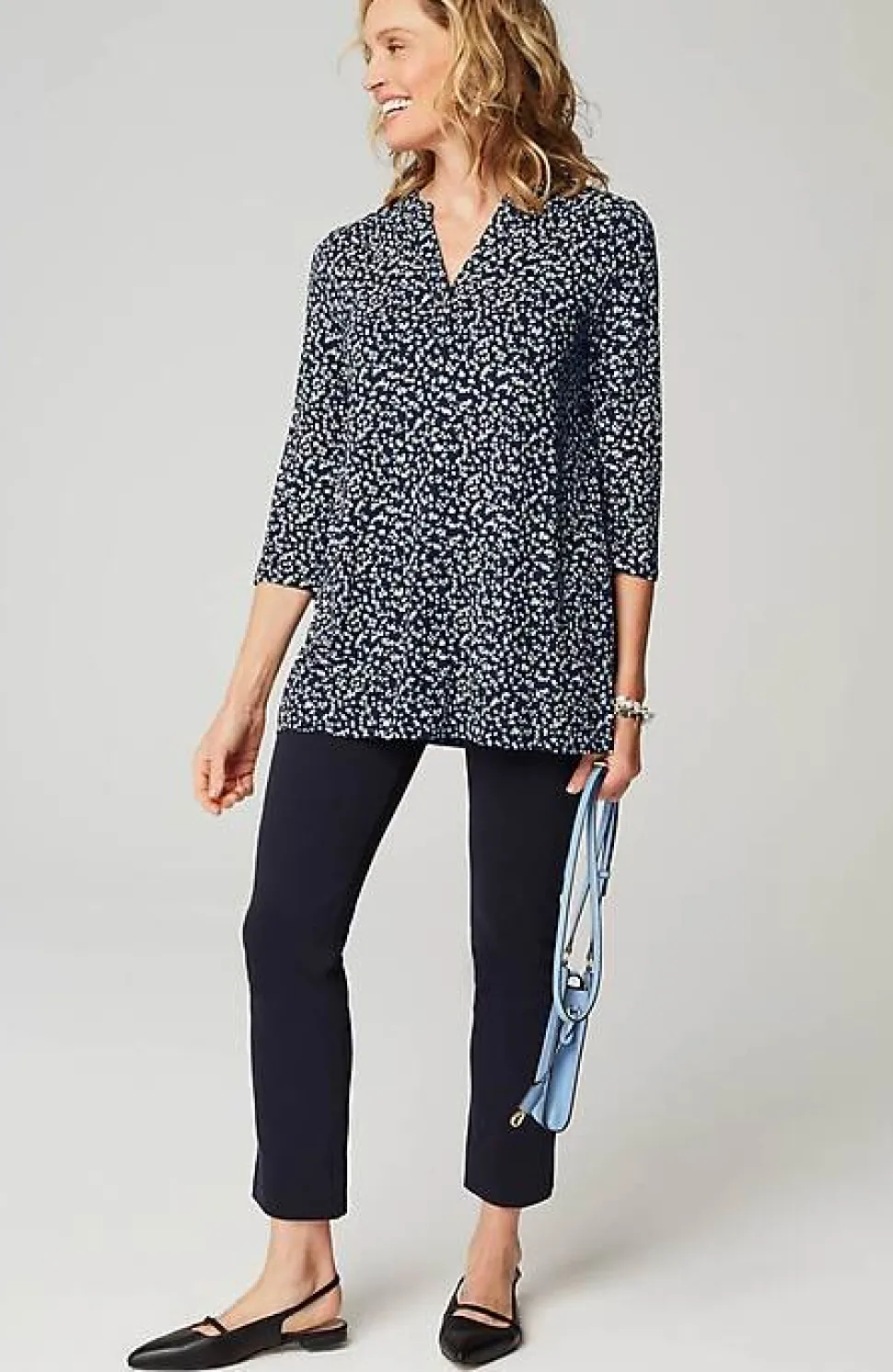 Wearever Shirred-Yoke Split-Neck Tunic | Jjill