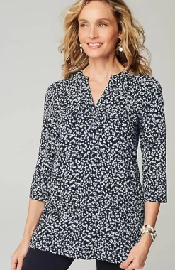 Wearever Shirred-Yoke Split-Neck Tunic | Jjill