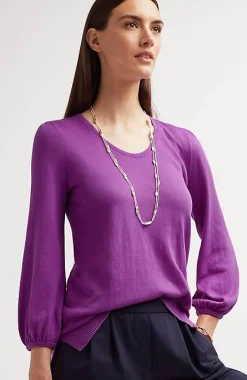 Wearever Silk-Blend Blouson-Sleeve Sweater | Jjill