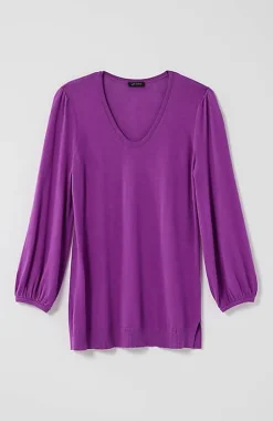 Wearever Silk-Blend Blouson-Sleeve Sweater | Jjill