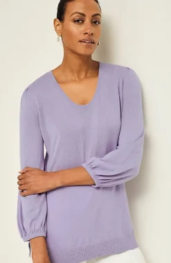 Wearever Silk-Blend Blouson-Sleeve Sweater | Jjill
