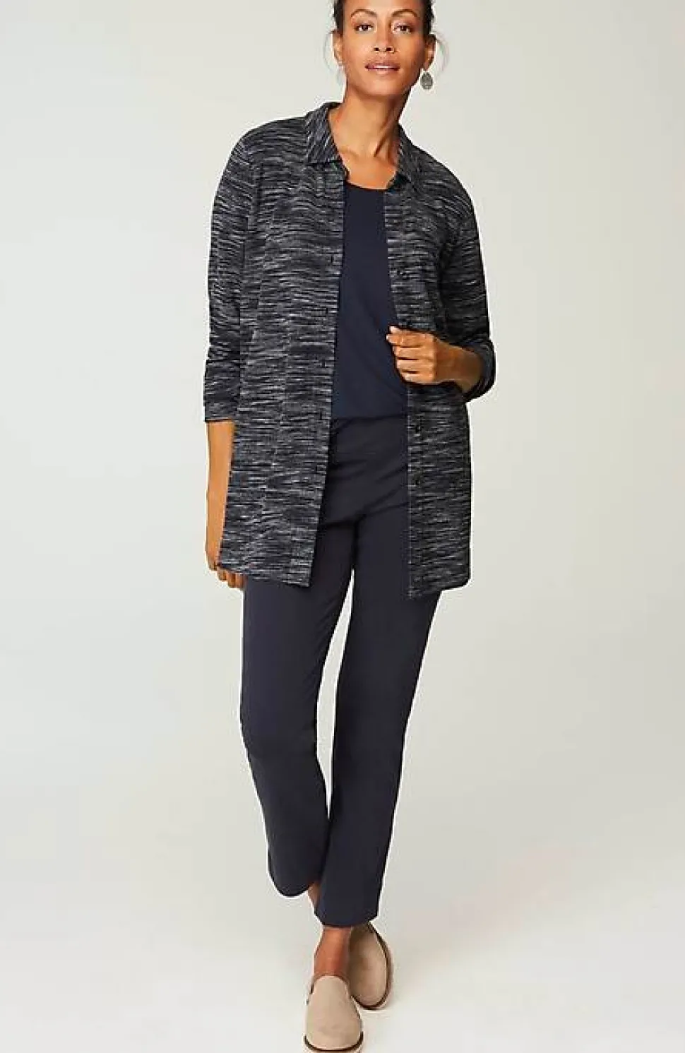 Wearever Textured Button-Front Tunic | Jjill
