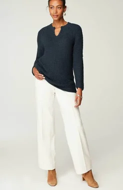 Wearever Textured Split-Neck Sweater | Jjill