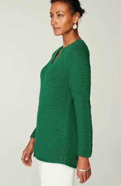 Wearever Textured Split-Neck Sweater | Jjill