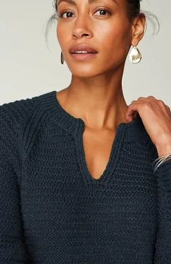 Wearever Textured Split-Neck Sweater | Jjill