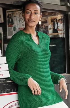 Wearever Textured Split-Neck Sweater | Jjill