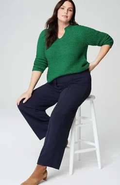 Wearever Textured Split-Neck Sweater | Jjill