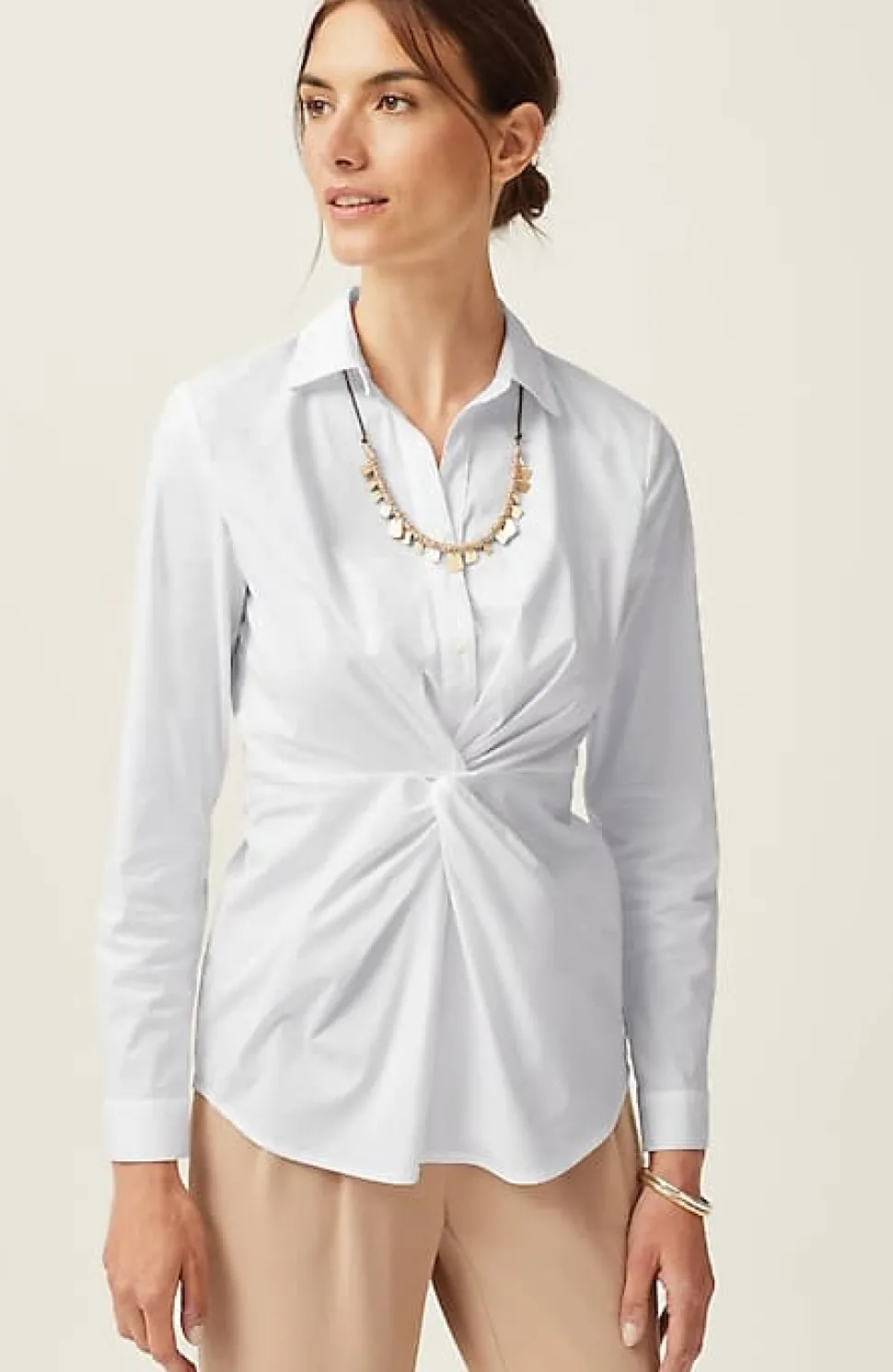 Wearever Twisted-Front Shirt-Collar Top | Jjill