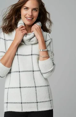 Wearever Windowpane Removable-Snood Sweater | Jjill