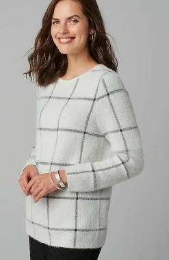 Wearever Windowpane Removable-Snood Sweater | Jjill